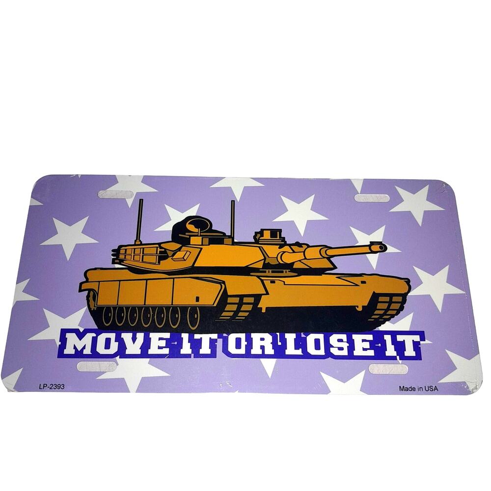 Military Tank Metal License Plate Distressed Flat Auto Logo New